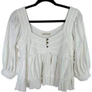 Free People We the Free ivory color peasant style balloon sleeve blouse top XS